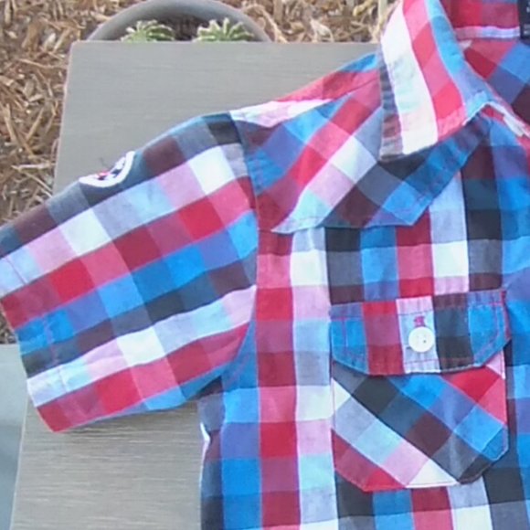 2/8 American Hero Plaid Button Up Shirt For Toddlers Size 4T - Picture 2 of 16
